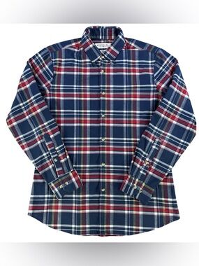 Mizzen+Main Redmond Flannel Long Sleeve Shirt Men’s L Trim Fit Navy & Red Plaid
